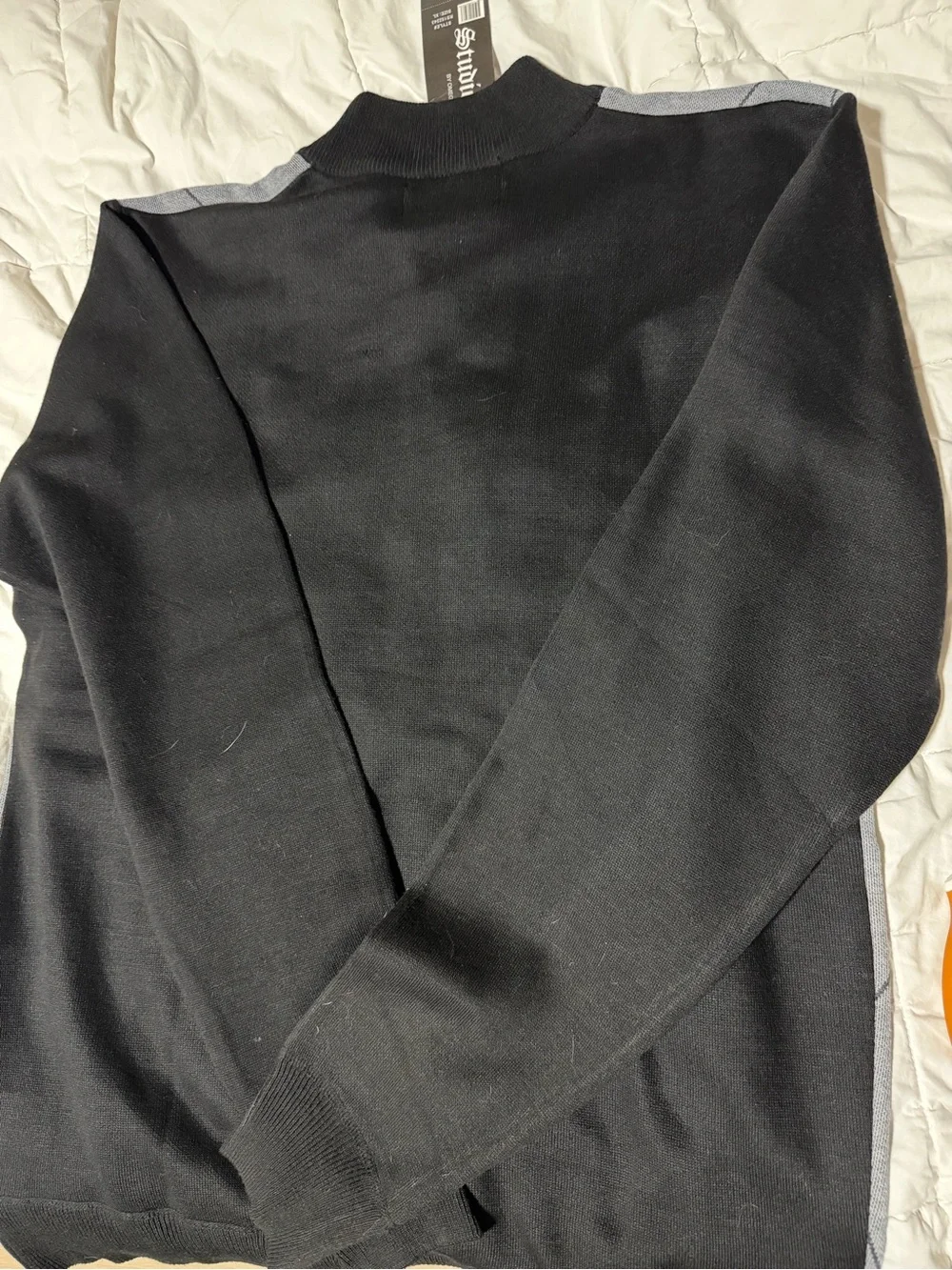 Omega Men’s Black and Gray Argyle Turtleneck Sweater
